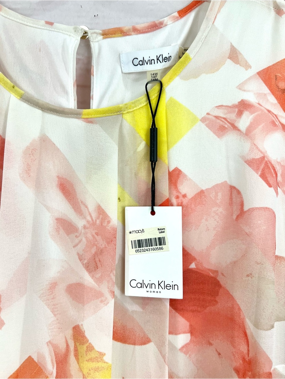 NWT Calvin Klein Floral Chiffon Trapeze Swing Mini Dress - Picture 4 of 11